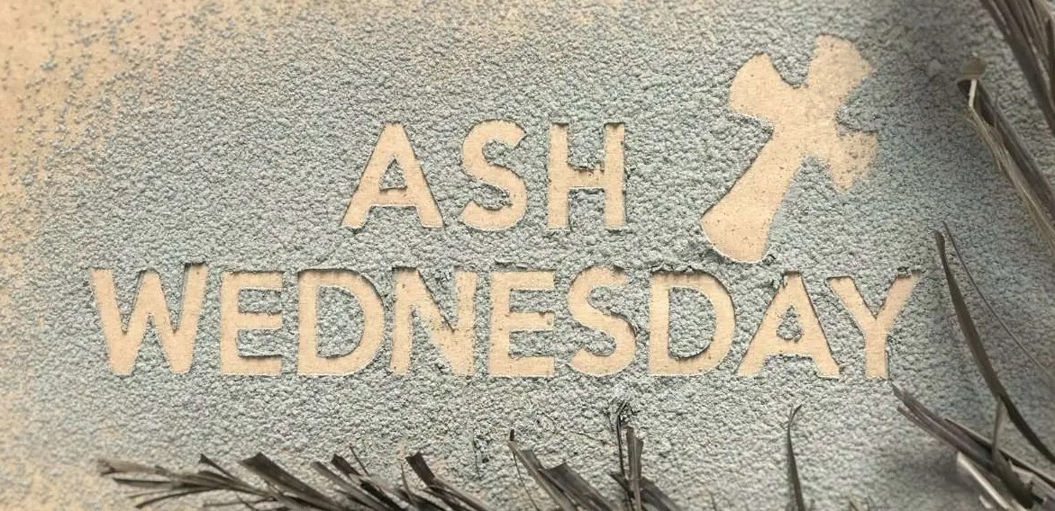 Ash Wednesday - Clipart of Words and Cross and Palms