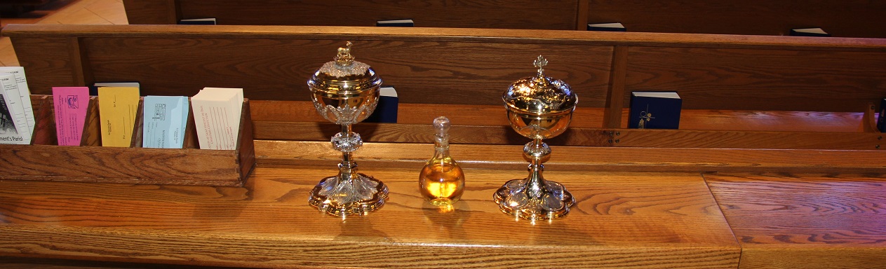 Chalices and Wine at Back of Church