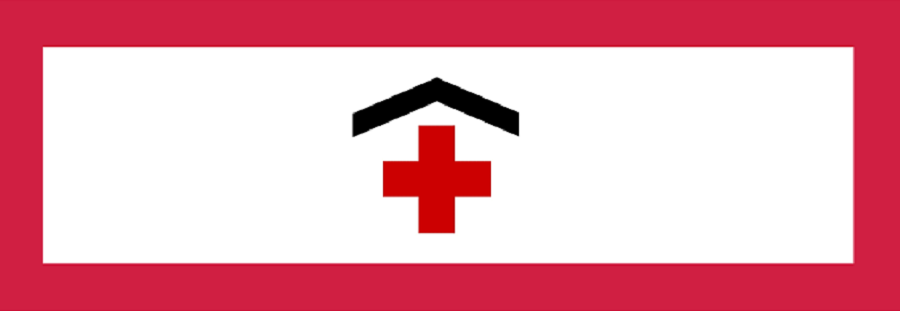 Red Cross Under Roof with Red Border