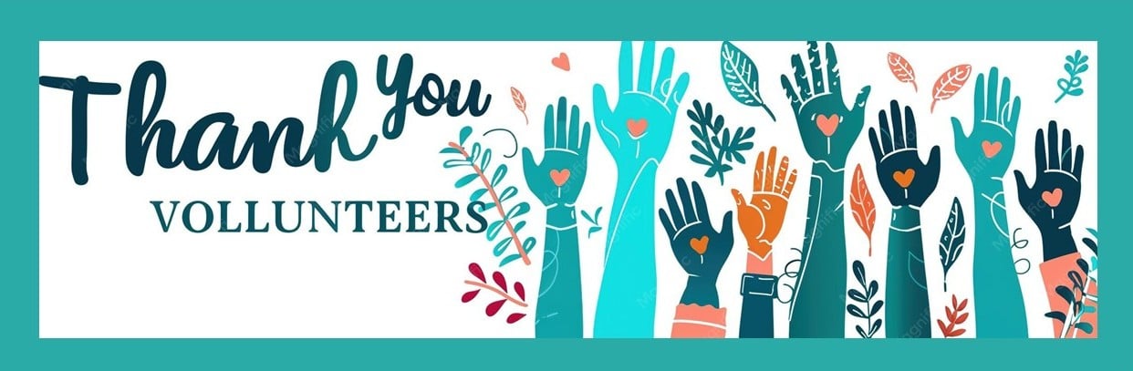 Thank You Volunteers - with clipart of hands held high