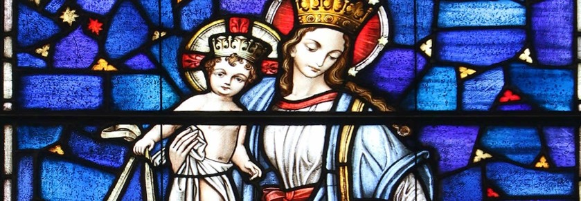 Stained Glass Window Mother Mary with Child Jesus