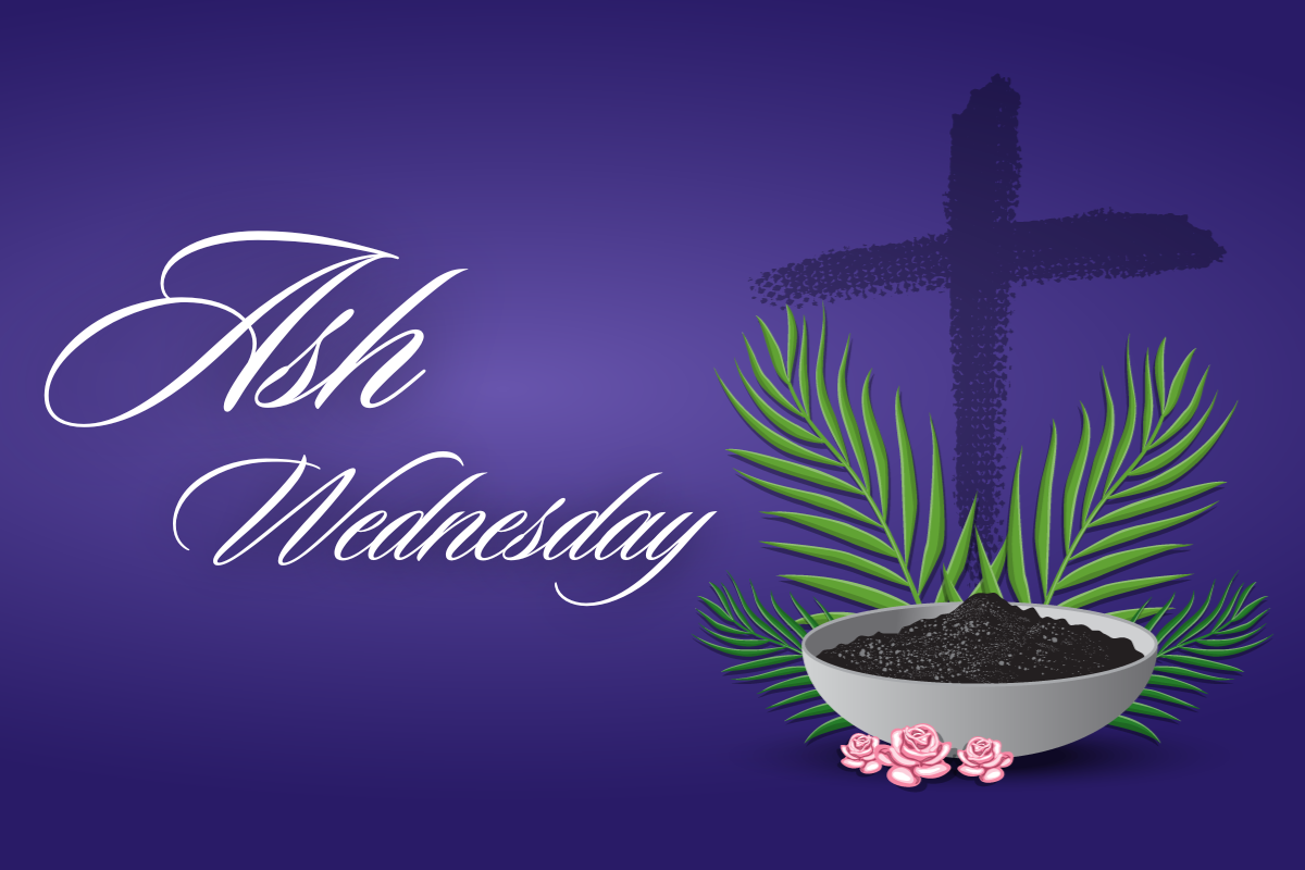 Ash Wednesday - with palms over bowl and ashes in bowl