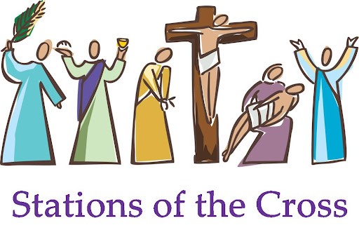 Stations of the Cross - Clipart - Jesus on Cross with figures including Mary holding Jesus after being taken down from cross
