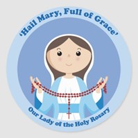 Our Lady of the Holy Rosary Our Lady of the Holy Rosary - Clip art of Mary holding rosary with "Hail Mary, Full of Grace" at top