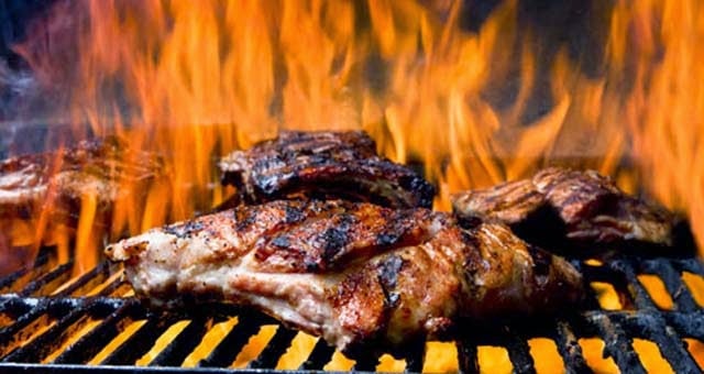 BBQ - with meat and flames