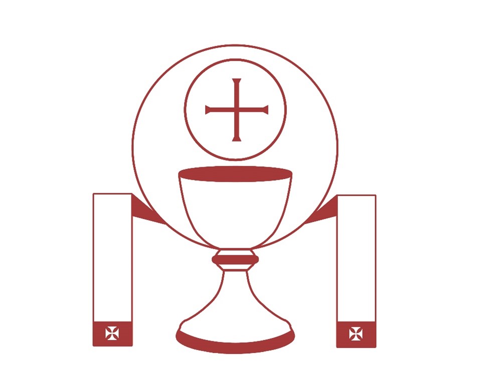Chalice and Host - Clipart - Red Outline of Chalice and Host with Priest Stole