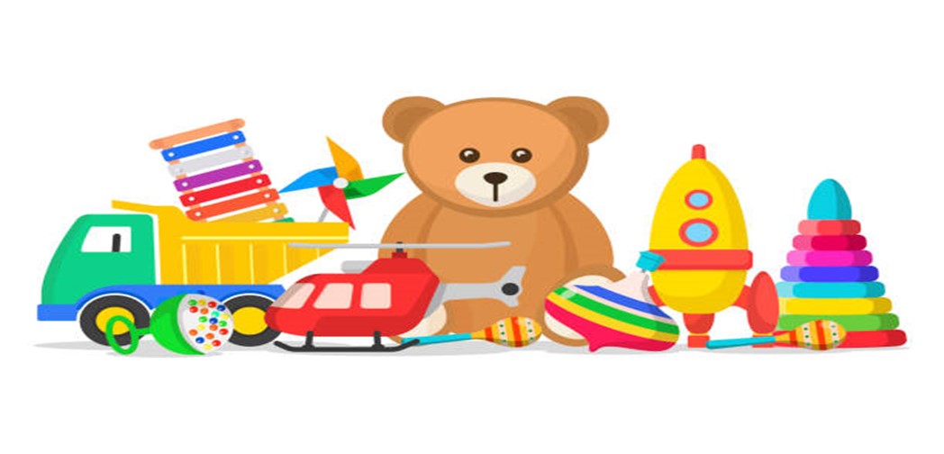 Toys - clipart of various toys - teddy bear, truck, xylophone, top, helicopter