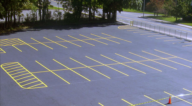 Parking Lot with newly drawn lines