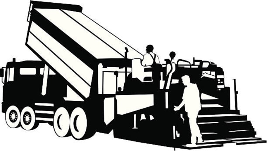 Dump Truck with Men working on Stairs - Clipart