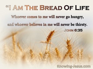 I am the Bread of Life - Whoever Comes to Me will never go hungry and whoever believes in me will never be thirsty. John 6:35.
