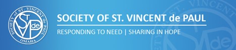 Society of St. Vincent de Paul - Blue Background - Responding in Need, Sharing in Hope